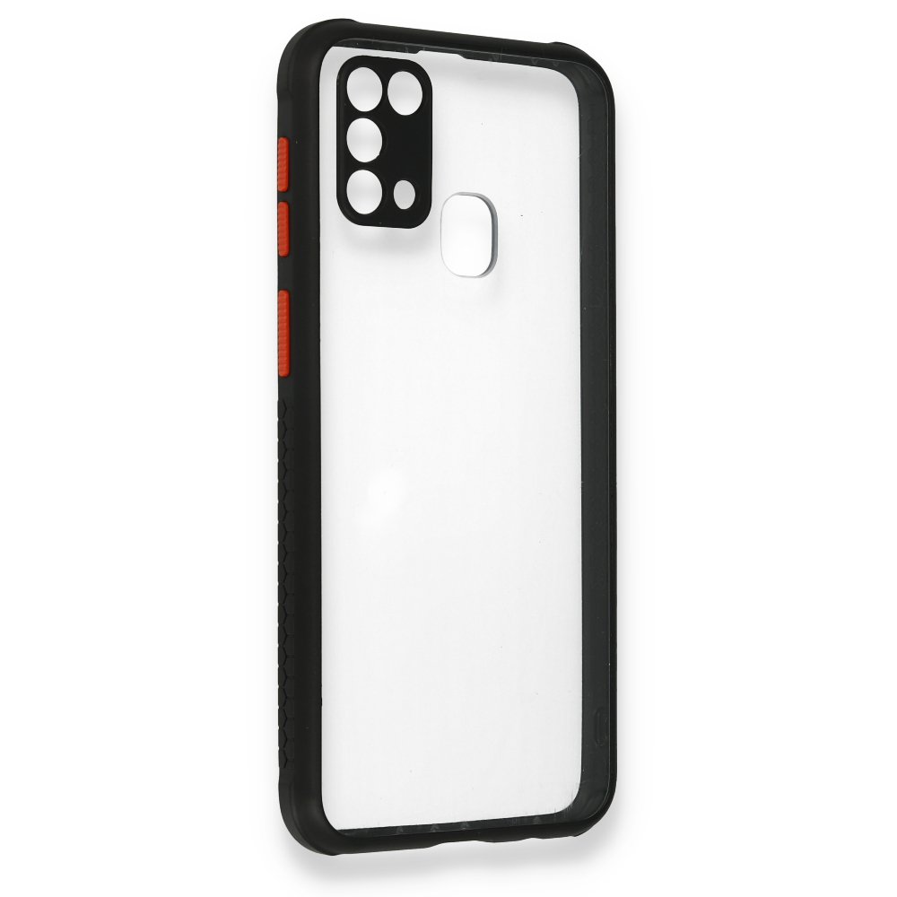  Samsung Galaxy M31 Kılıf Miami Şeffaf Silikon - Siyah