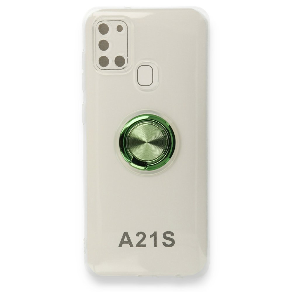  Samsung Galaxy A21S Kılıf Gros Yüzüklü Silikon - Yeşil