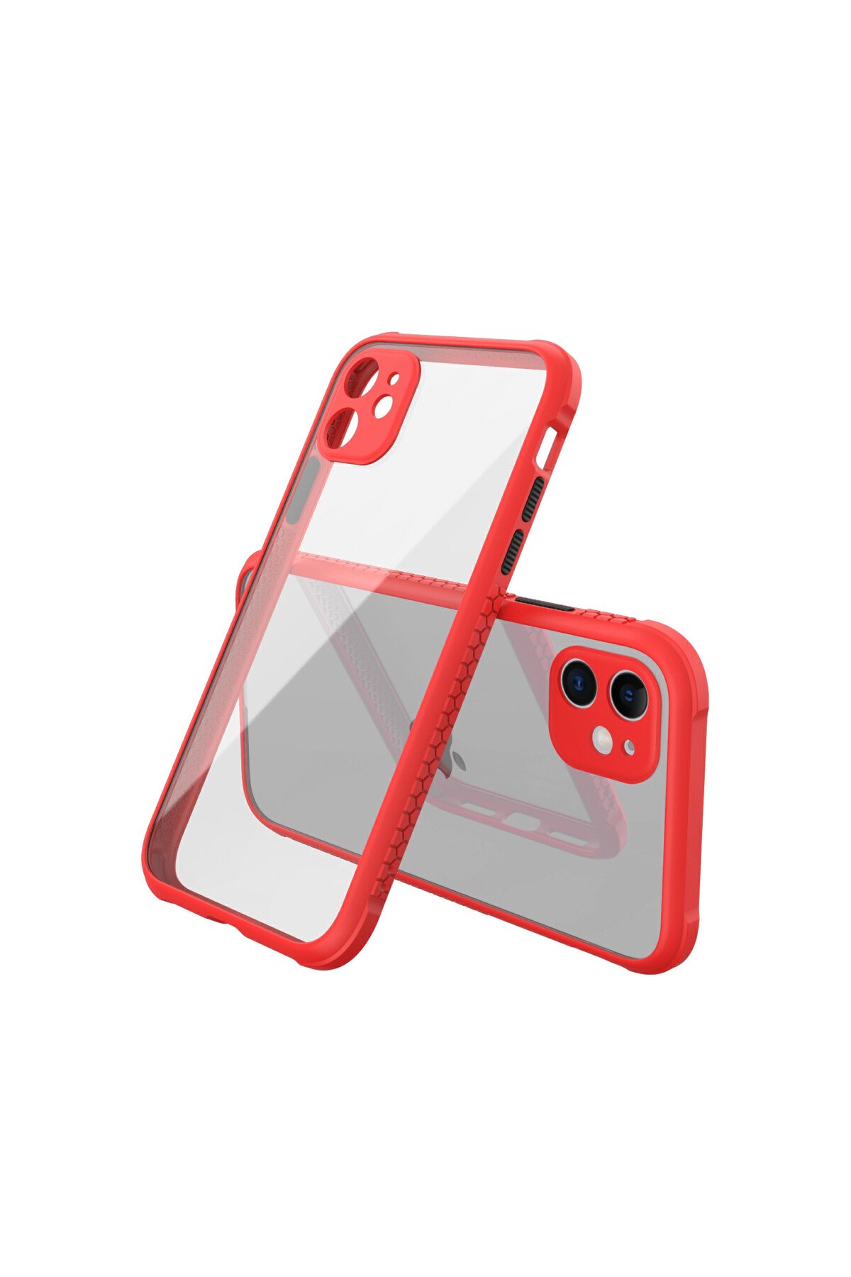 iPhone 12 Mini Kılıf Miami Şeffaf Silikon - Kırmızı iPhone 12 Mini Kılıf Miami Şeffaf Silikon - Kırmızı