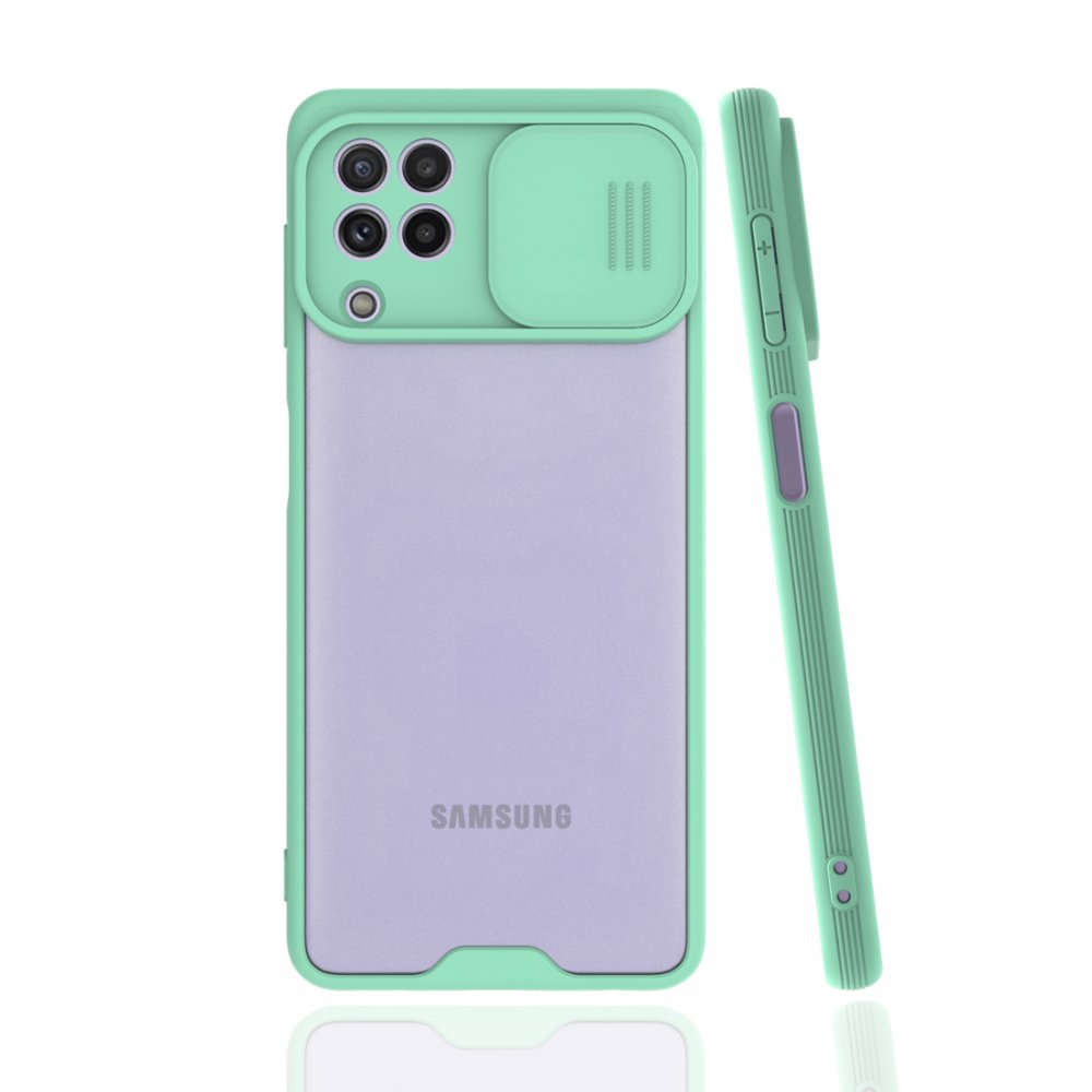  Samsung Galaxy M22 Kılıf Platin Kamera Koruma Silikon - Açık Yeşil