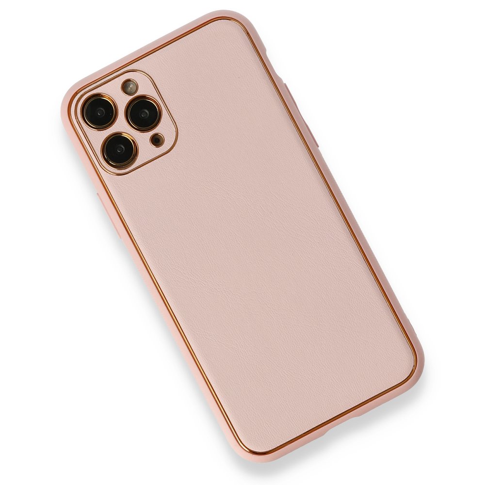  iPhone 11 Pro Kılıf Coco Deri Silikon Kapak - Pembe