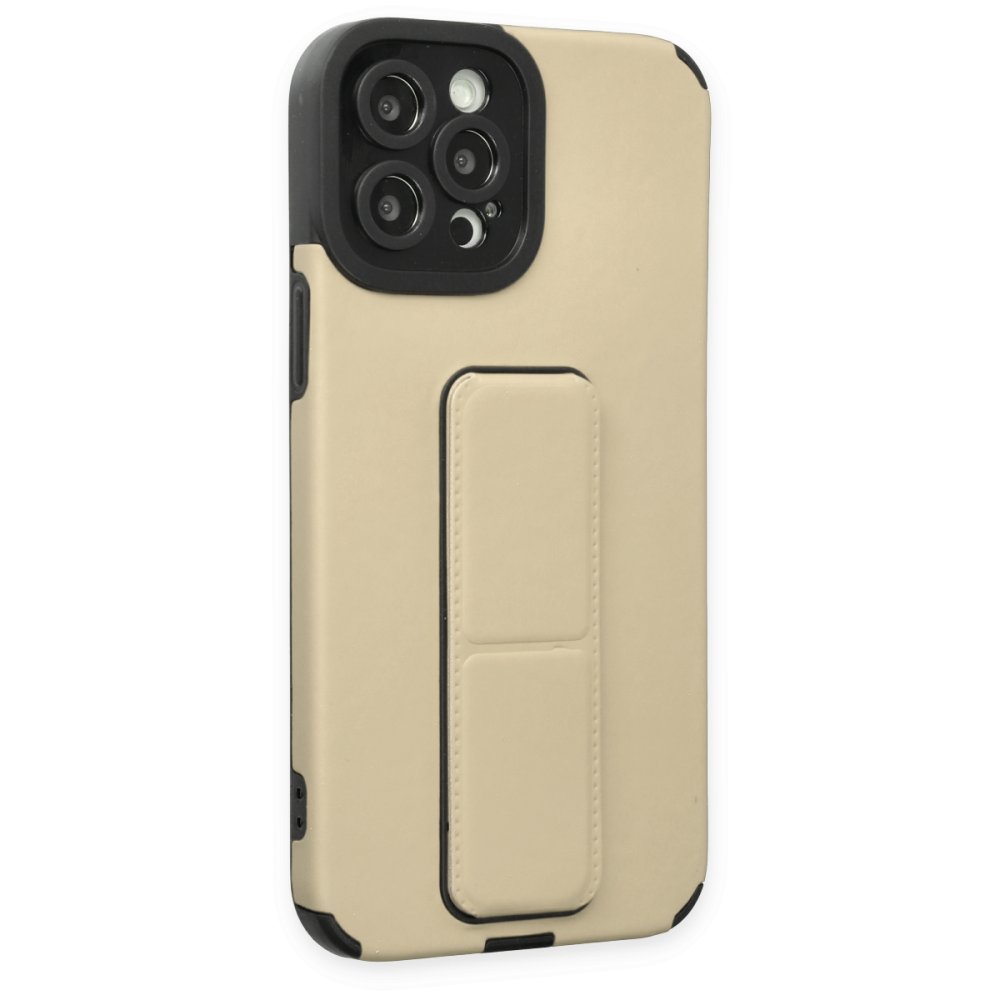  iPhone 12 Pro Max Kılıf Mega Standlı Silikon - Gold