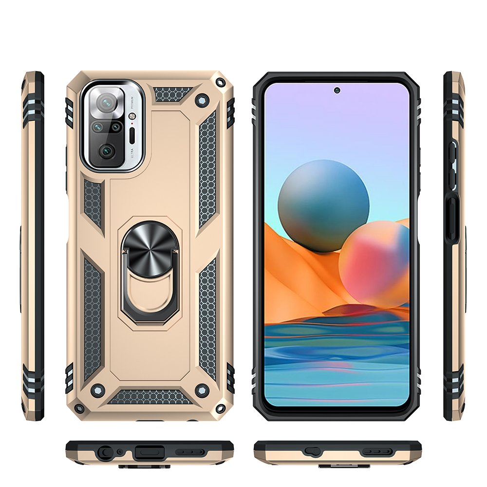 Redmi Note 10 Pro Kılıf Sofya Yüzüklü Silikon Kapak - Gold