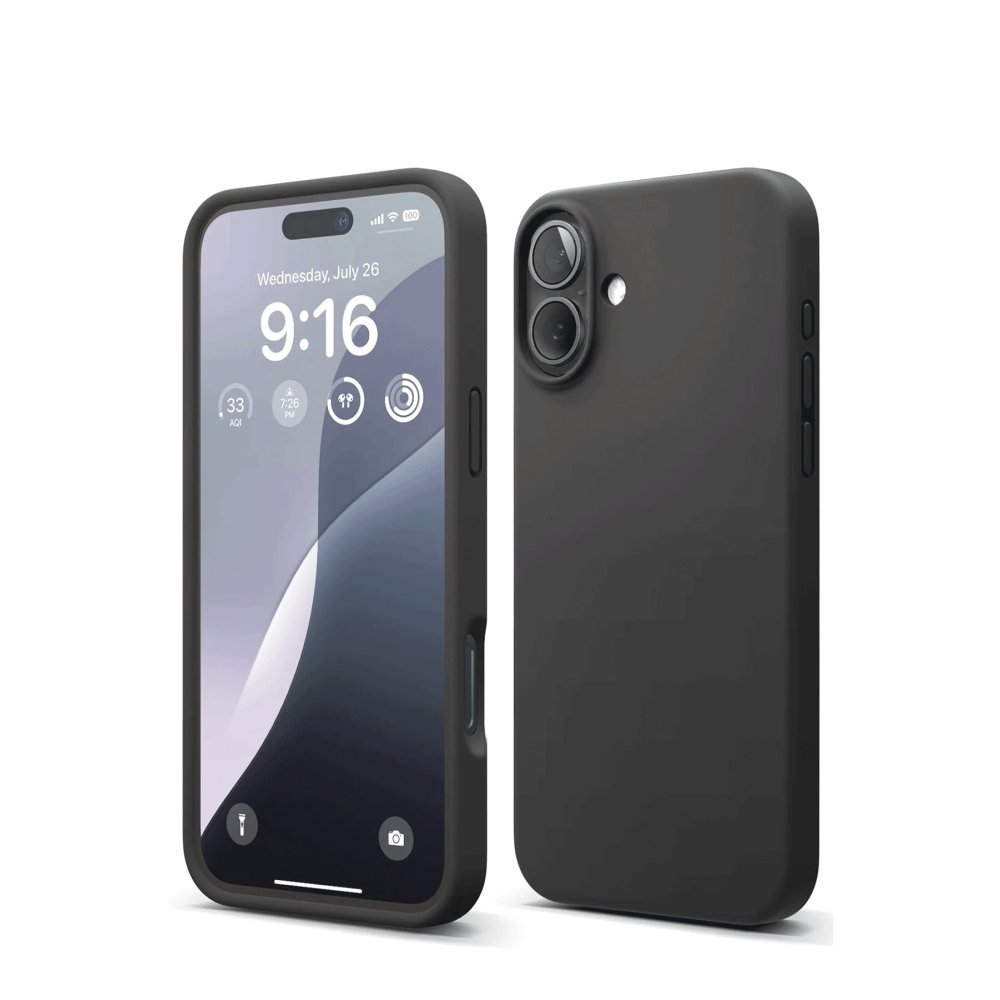 iPhone 16 Kılıf Nano içi Kadife Silikon - Siyah  iPhone 16 Kılıf Nano içi Kadife Silikon - Siyah