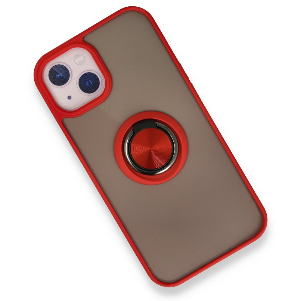  iPhone 13 Kılıf Montreal Yüzüklü Silikon Kapak - Kırmızı