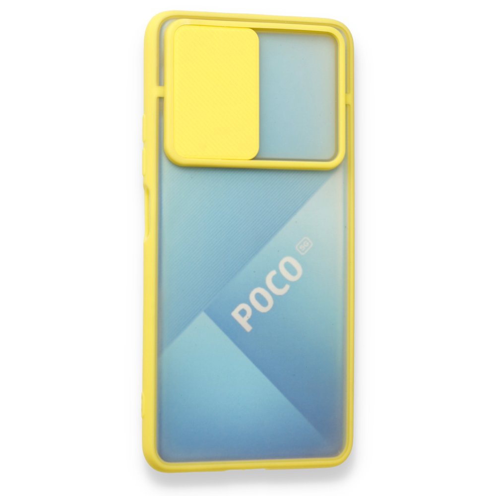 Redmi K40 Kılıf Palm Buzlu Kamera Sürgülü Silikon - Sarı Redmi K40 Kılıf Palm Buzlu Kamera Sürgülü Silikon - Sarı