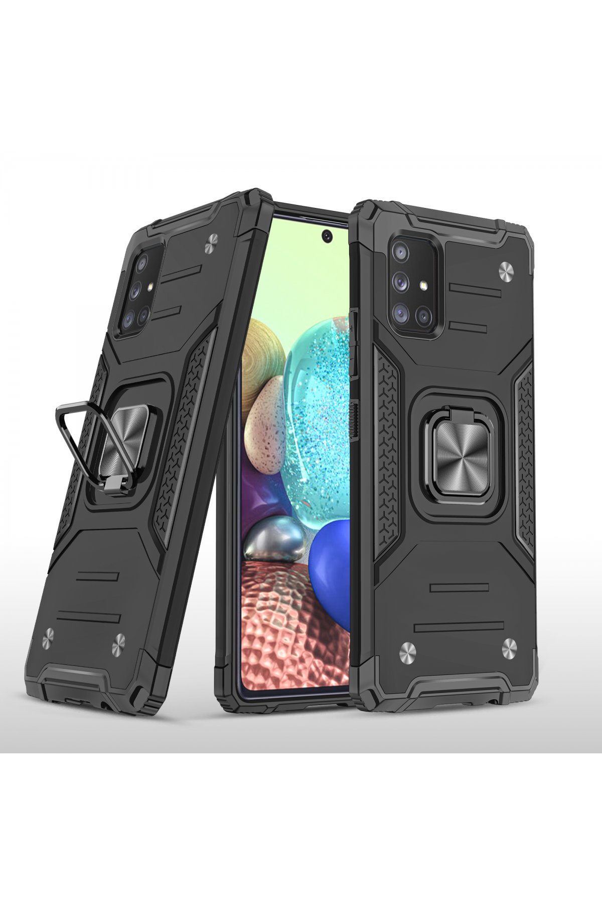  Samsung Galaxy A71 Kılıf Zegna Yüzüklü Silikon Kapak - Siyah