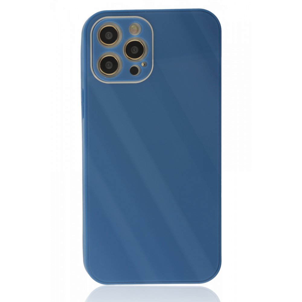  iPhone 12 Pro Max Kılıf Glass Kapak - Mavi