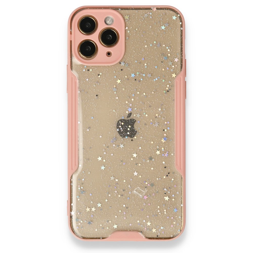  iPhone 11 Pro Max Kılıf Platin Simli Silikon - Pembe
