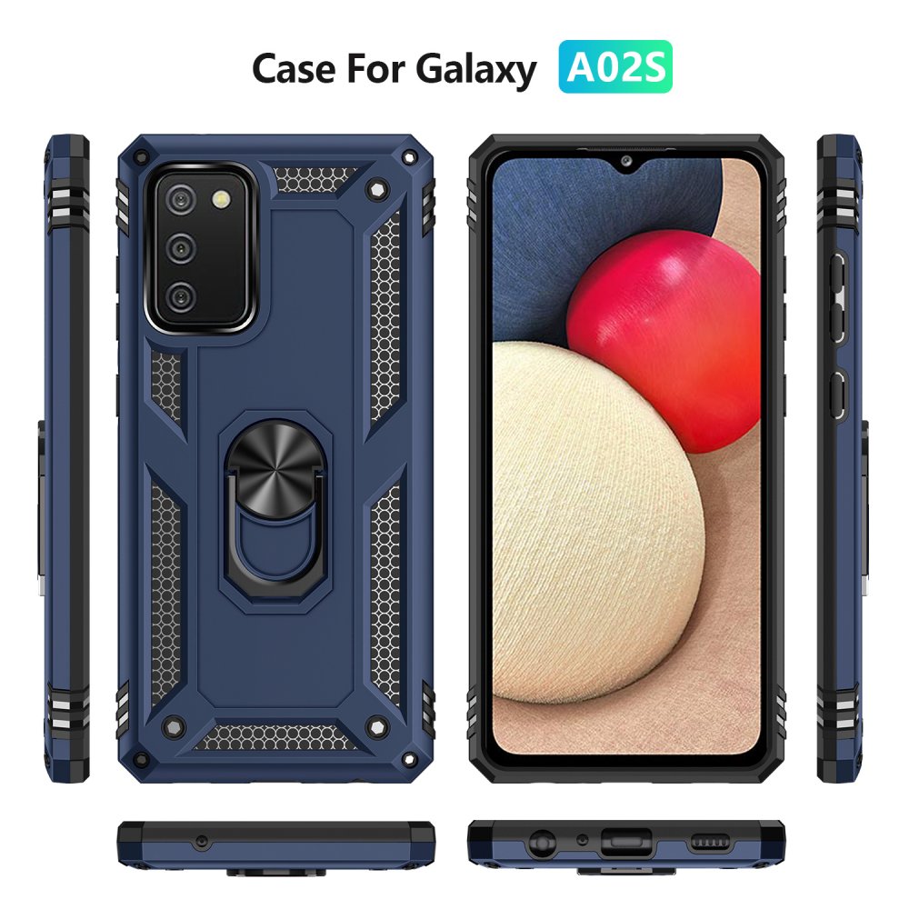  Samsung Galaxy A03S Kılıf Sofya Yüzüklü Silikon Kapak - Lacivert