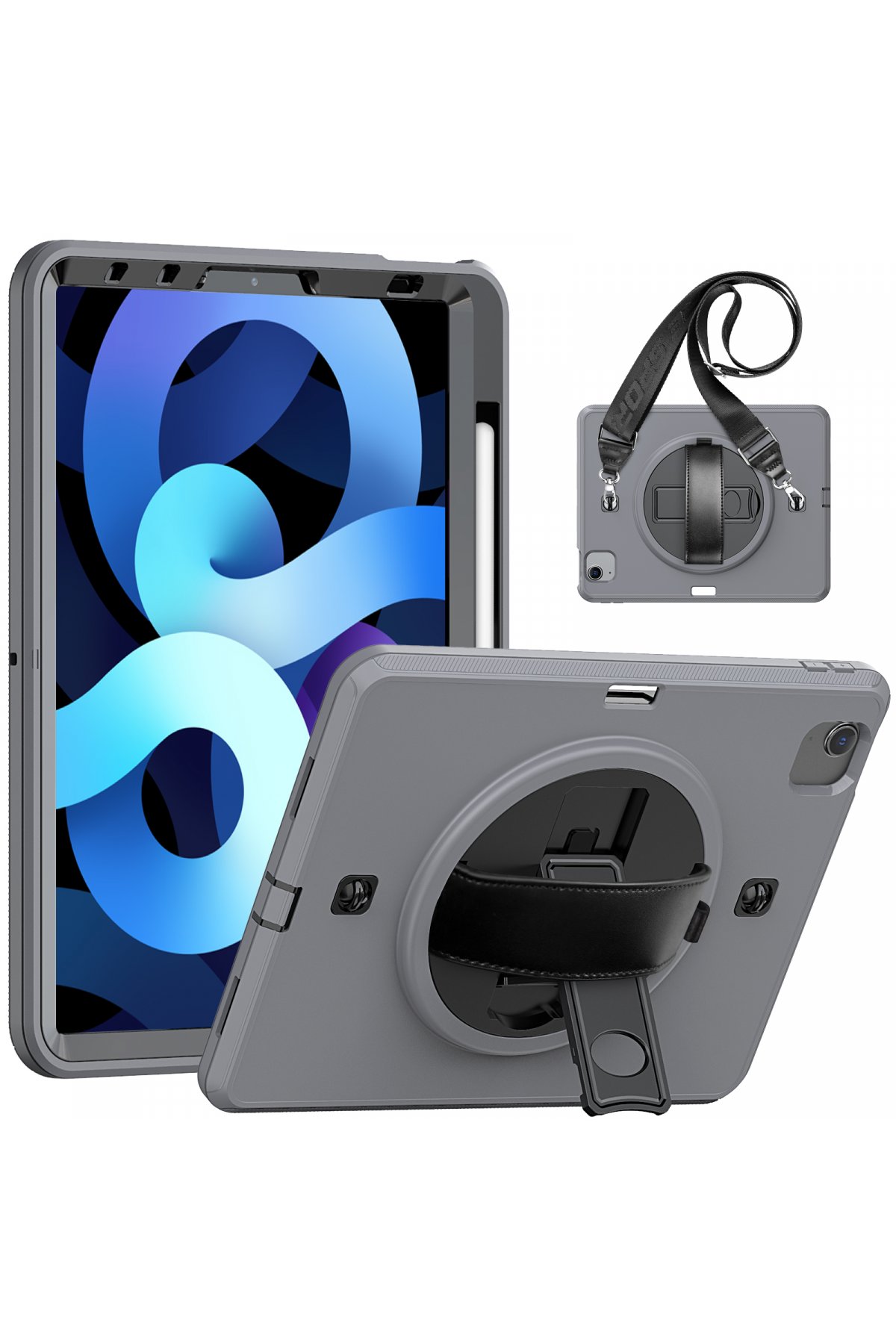  iPad Air 4 10.9 Kılıf Strap-C Otterbox Tablet Kapak - Gri
