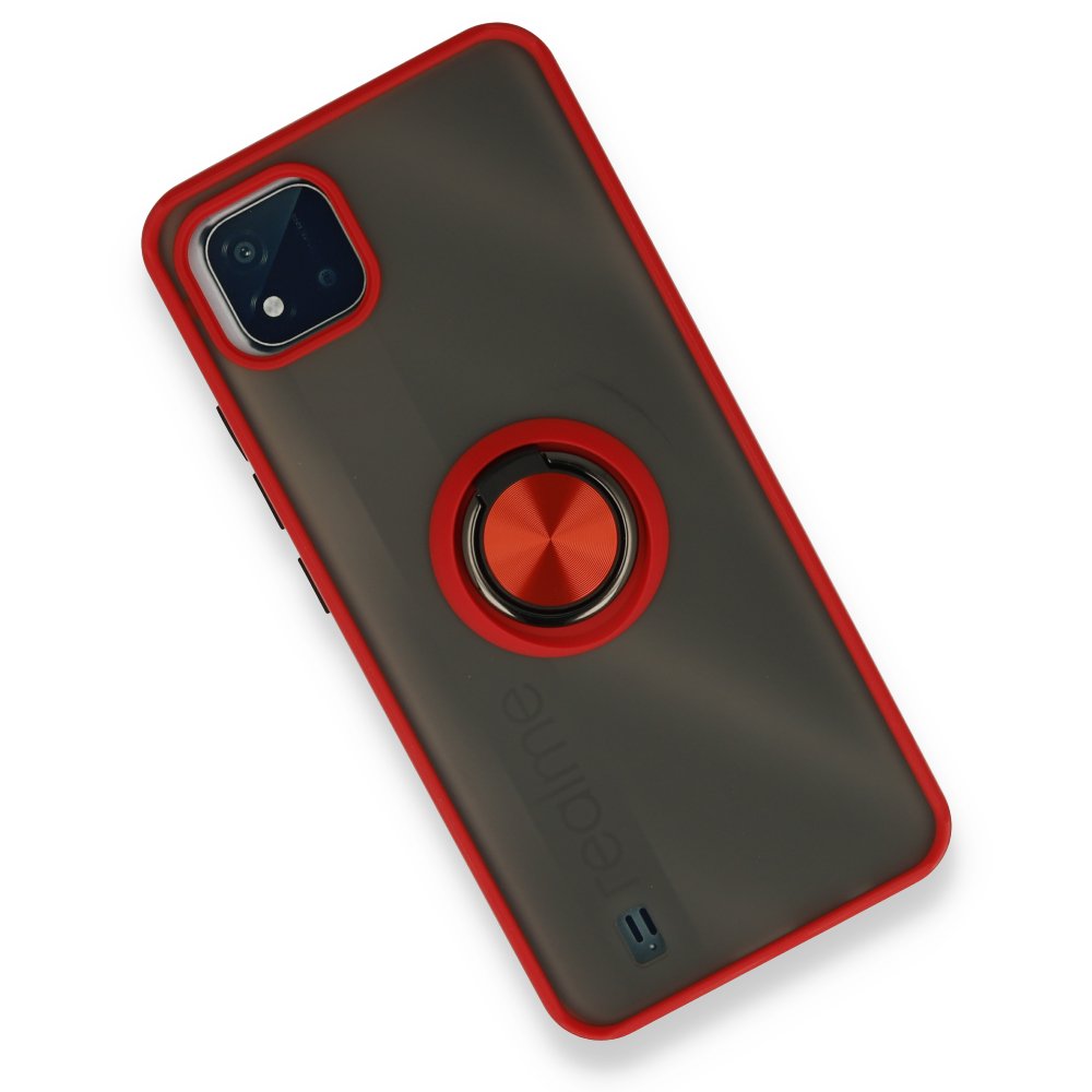 Realme C11 2021 Kılıf Montreal Yüzüklü Silikon Kapak - Kırmızı  Realme C11 2021 Kılıf Montreal Yüzüklü Silikon Kapak - Kırmızı