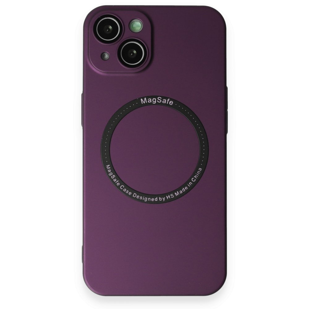  iPhone 14 Kılıf Jack Magneticsafe Lens Silikon - Mürdüm