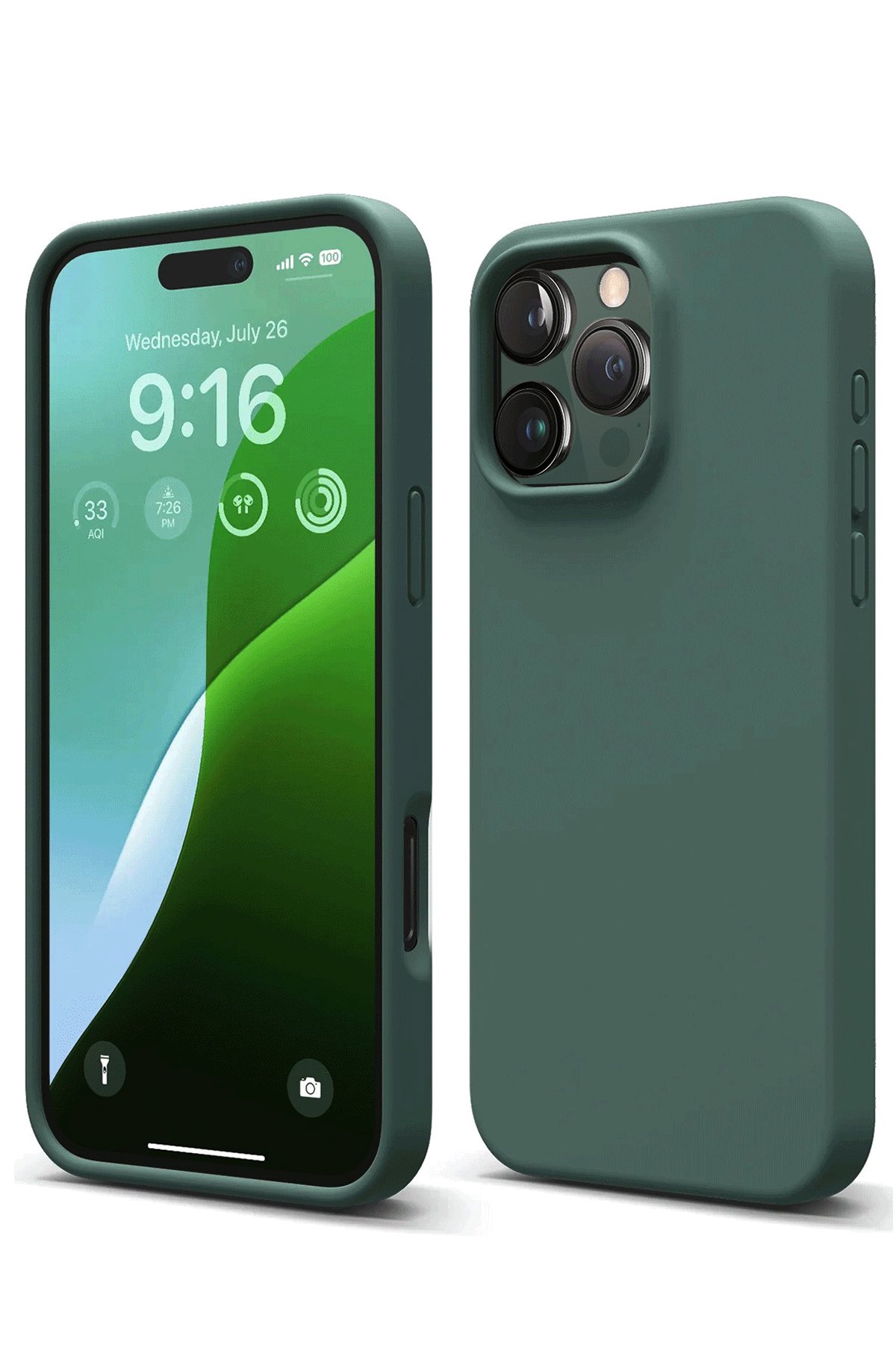  iPhone 16 Pro Kılıf First Silikon - Koyu Yeşil