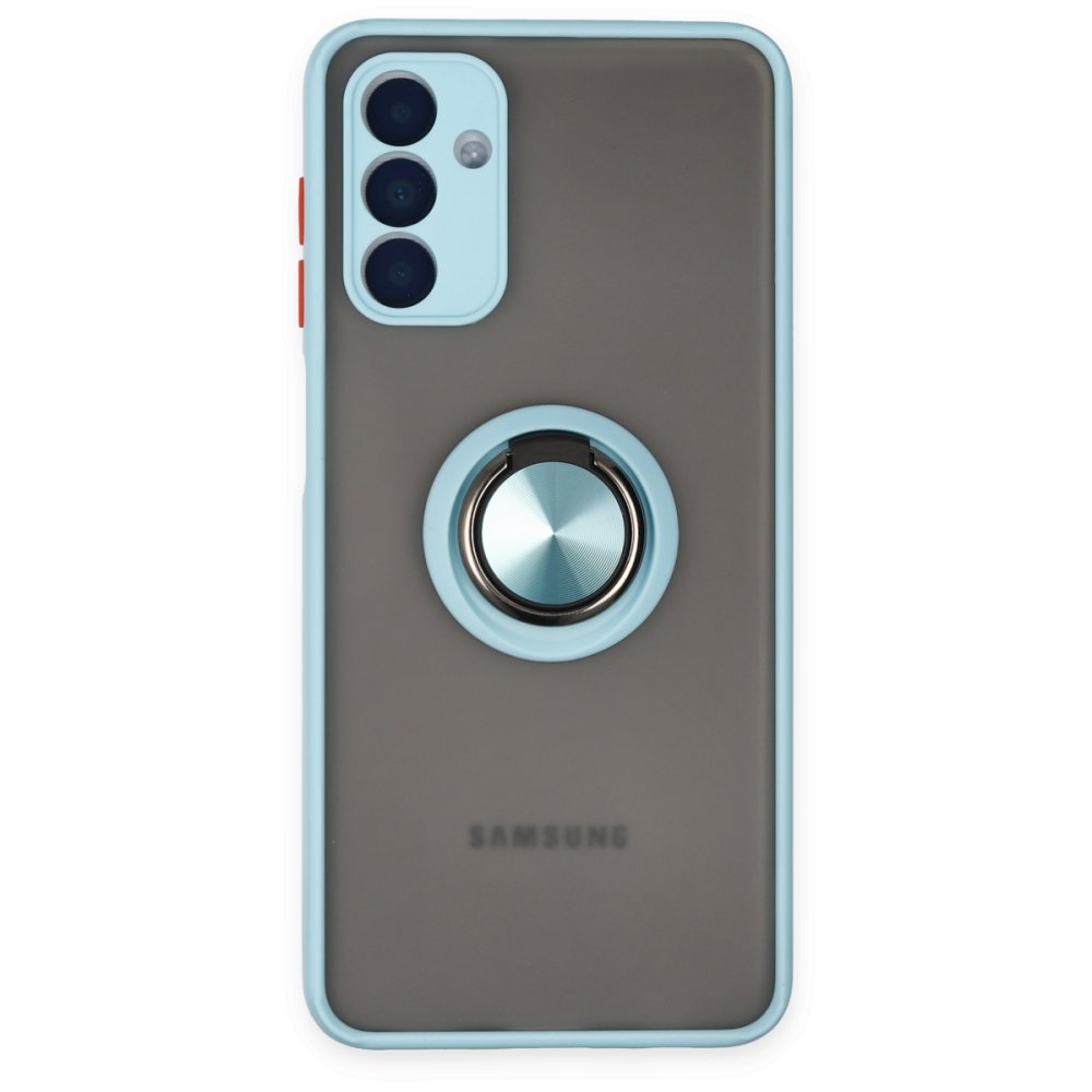  Samsung Galaxy A04S Kılıf Montreal Yüzüklü Silikon Kapak - Buz Mavi