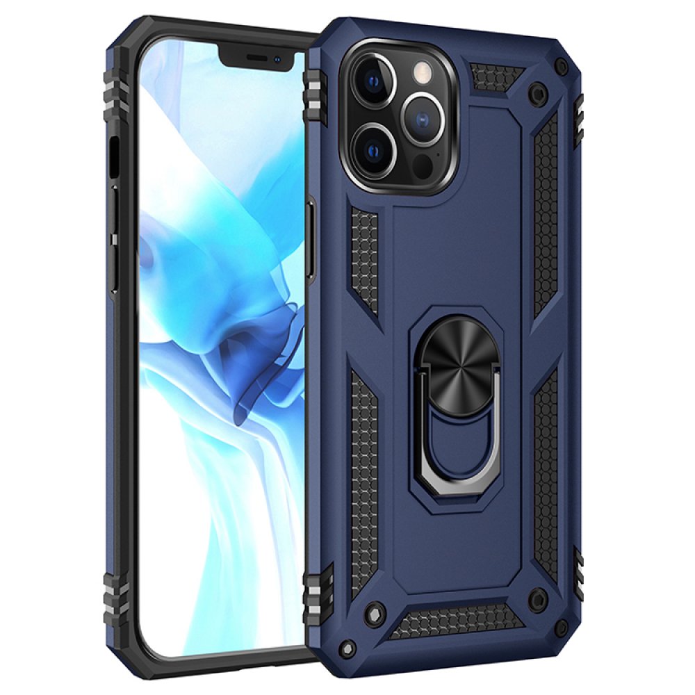  iPhone 12 Pro Max Kılıf Sofya Yüzüklü Silikon Kapak - Lacivert