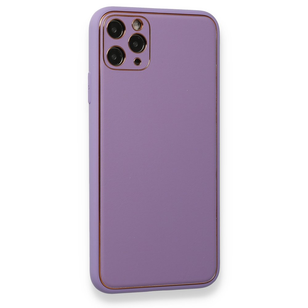 iPhone 11 Pro Max Kılıf Coco Deri Silikon Kapak - Lila iPhone 11 Pro Max Kılıf Coco Deri Silikon Kapak - Lila