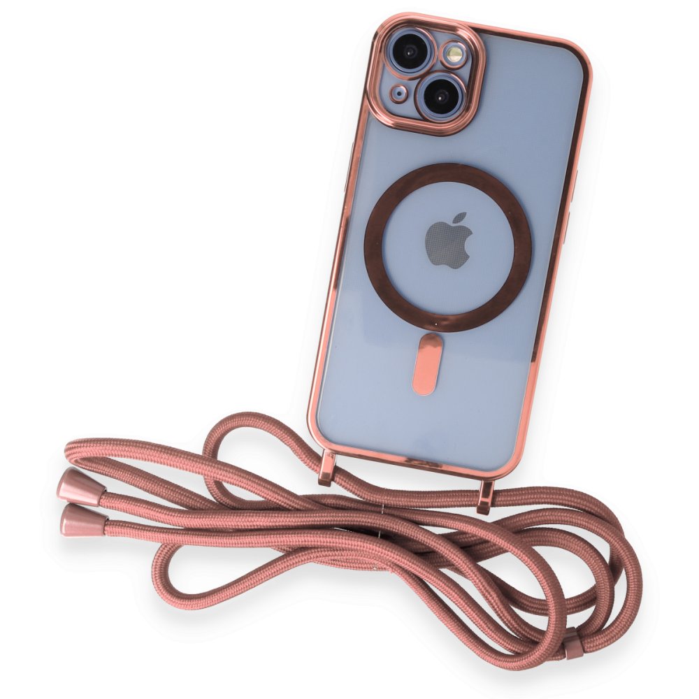  iPhone 13 Kılıf Divo Lazer Askılı Magsafe Kapak - Pembe