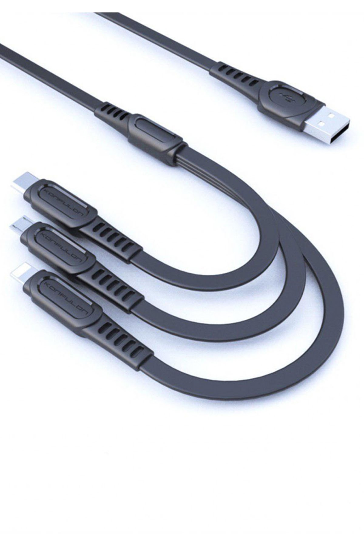 Konfulon DC19 3in1 USB Kablo 1.3M 3A - Siyah Konfulon DC19 3in1 USB Kablo 1.3M 3A - Siyah