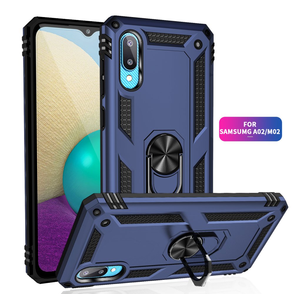  Samsung Galaxy A02 Kılıf Sofya Yüzüklü Silikon Kapak - Lacivert