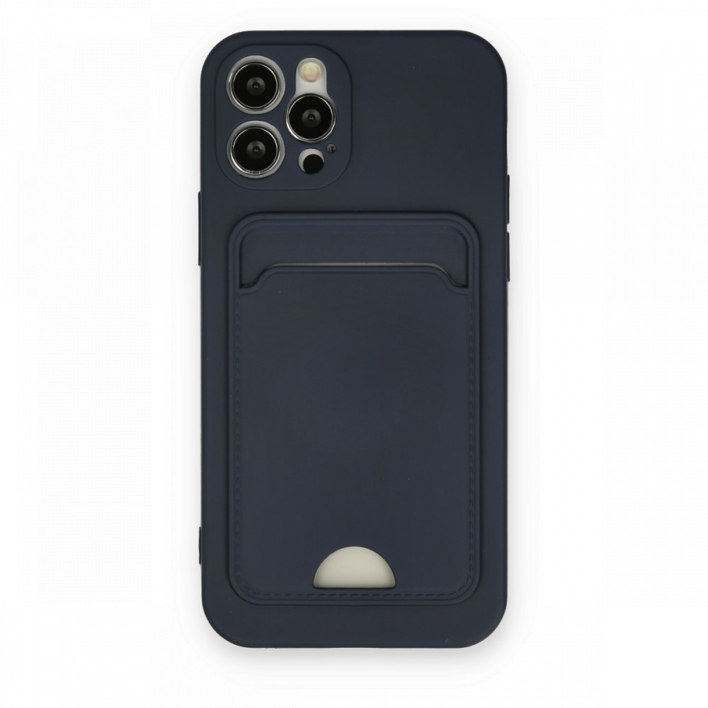  iPhone 12 Pro Kılıf Kelvin Kartvizitli Silikon - Lacivert