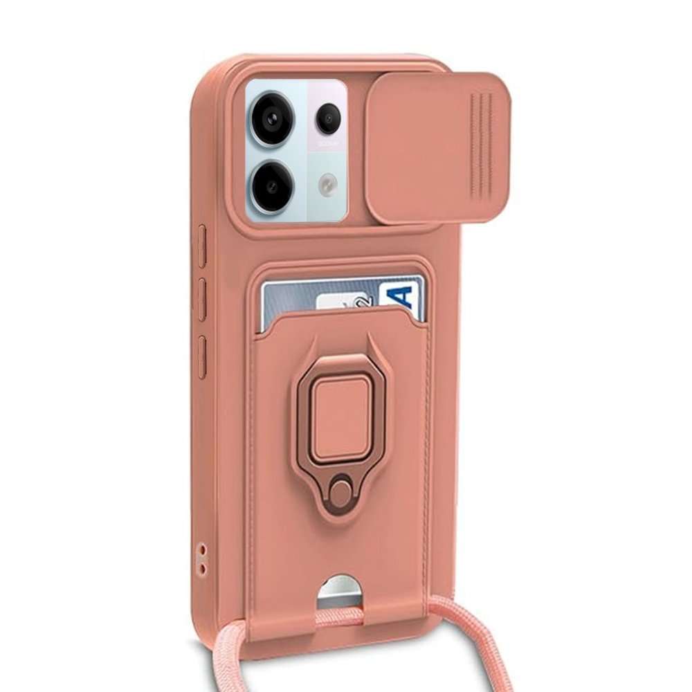 Redmi Note 13 Pro 5G Kılıf Zuma Kartvizitli Yüzüklü Silikon - Pembe