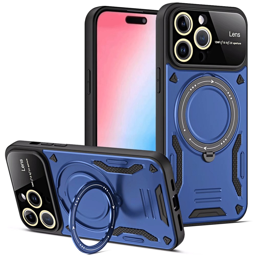  iPhone 16 Pro Max Kılıf Joy Lens Standlı Kapak - Lacivert