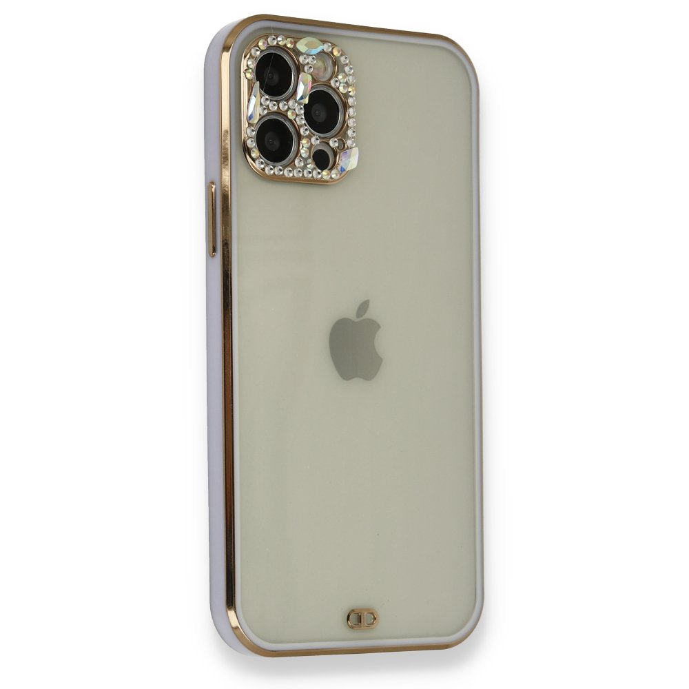  iPhone 12 Pro Max Kılıf Liva Taşlı Silikon - Mor