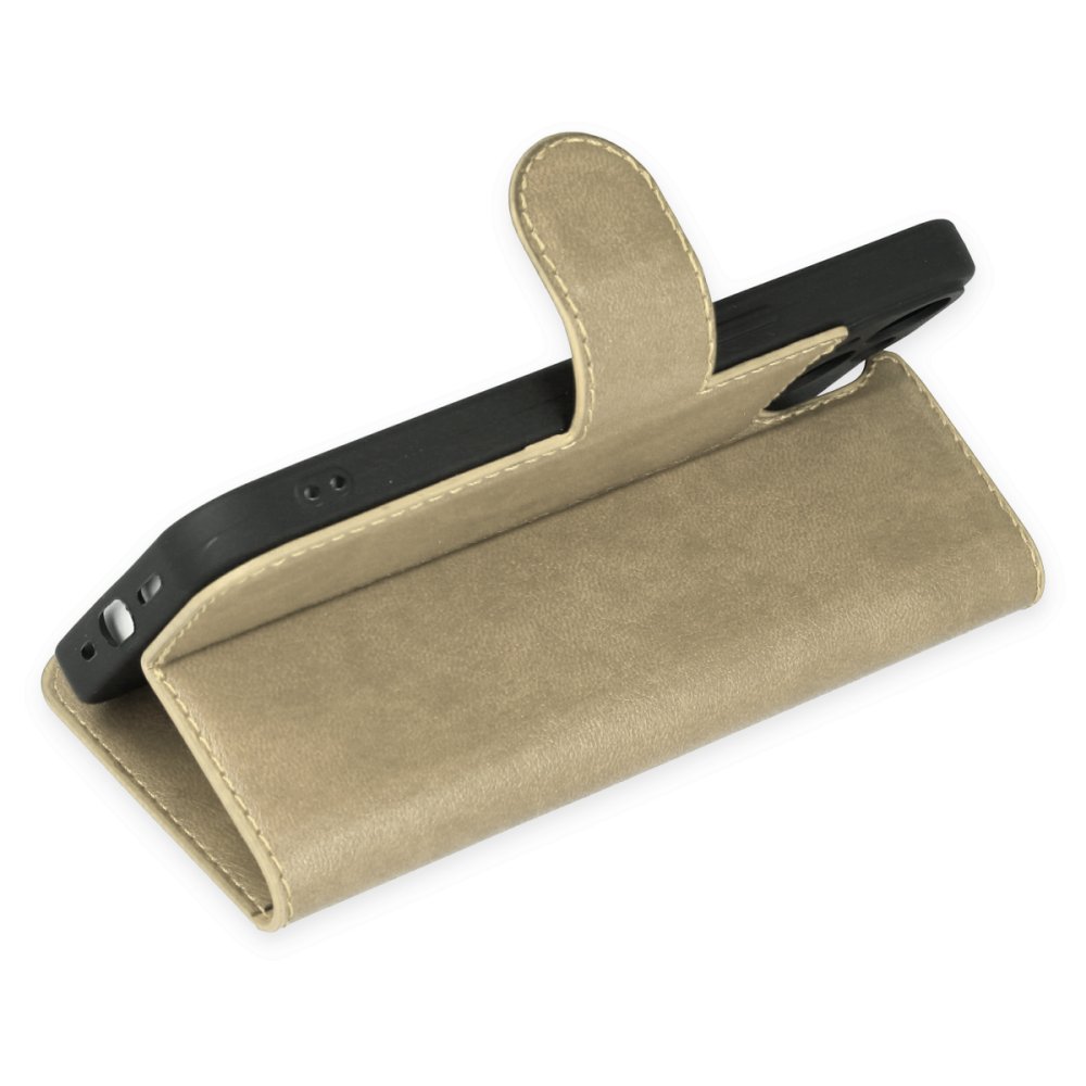 iPhone 14 Kılıf Trend S Plus Kapaklı Kılıf - Gold iPhone 14 Kılıf Trend S Plus Kapaklı Kılıf - Gold