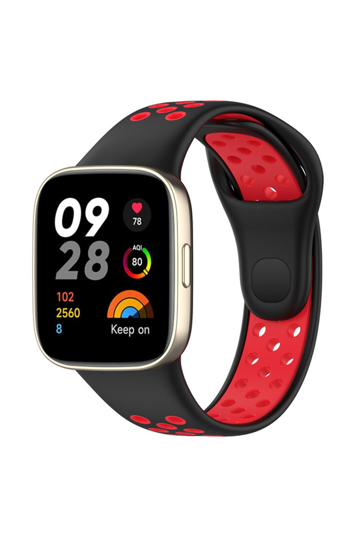 Redmi Watch 3 Spor Delikli Kordon - Siyah-Kırmızı