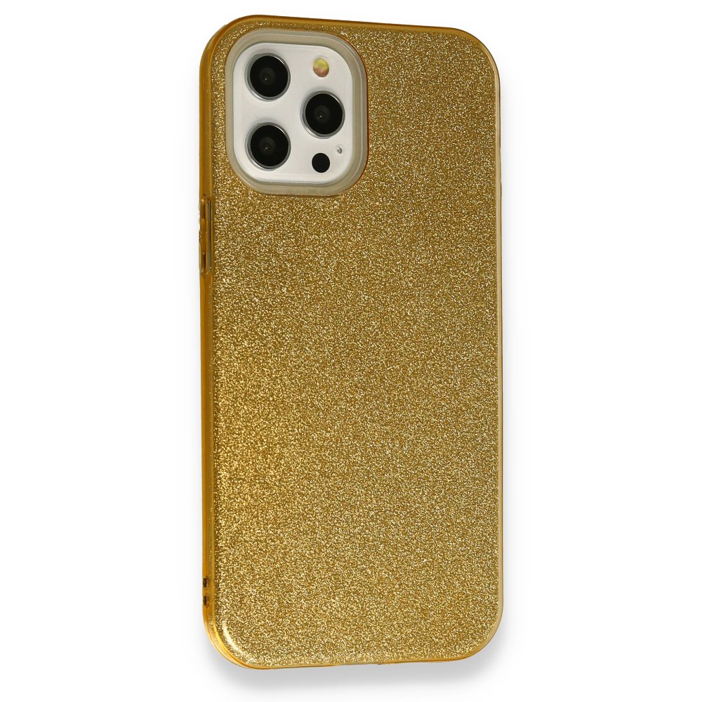  iPhone 12 Pro Max Kılıf Simli Katmanlı Silikon - Gold