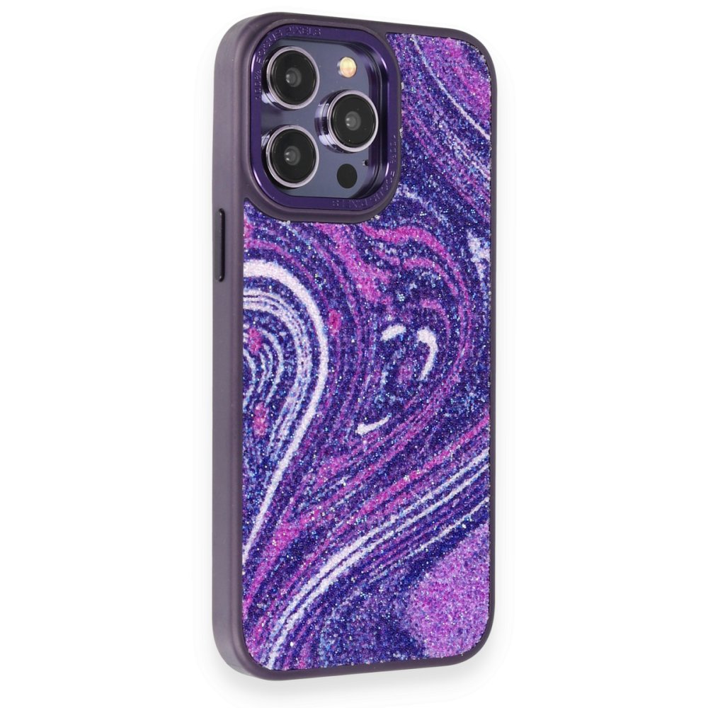 iPhone 12 Pro Kılıf Moda Simli Kapak - Derin Mor iPhone 12 Pro Kılıf Moda Simli Kapak - Derin Mor