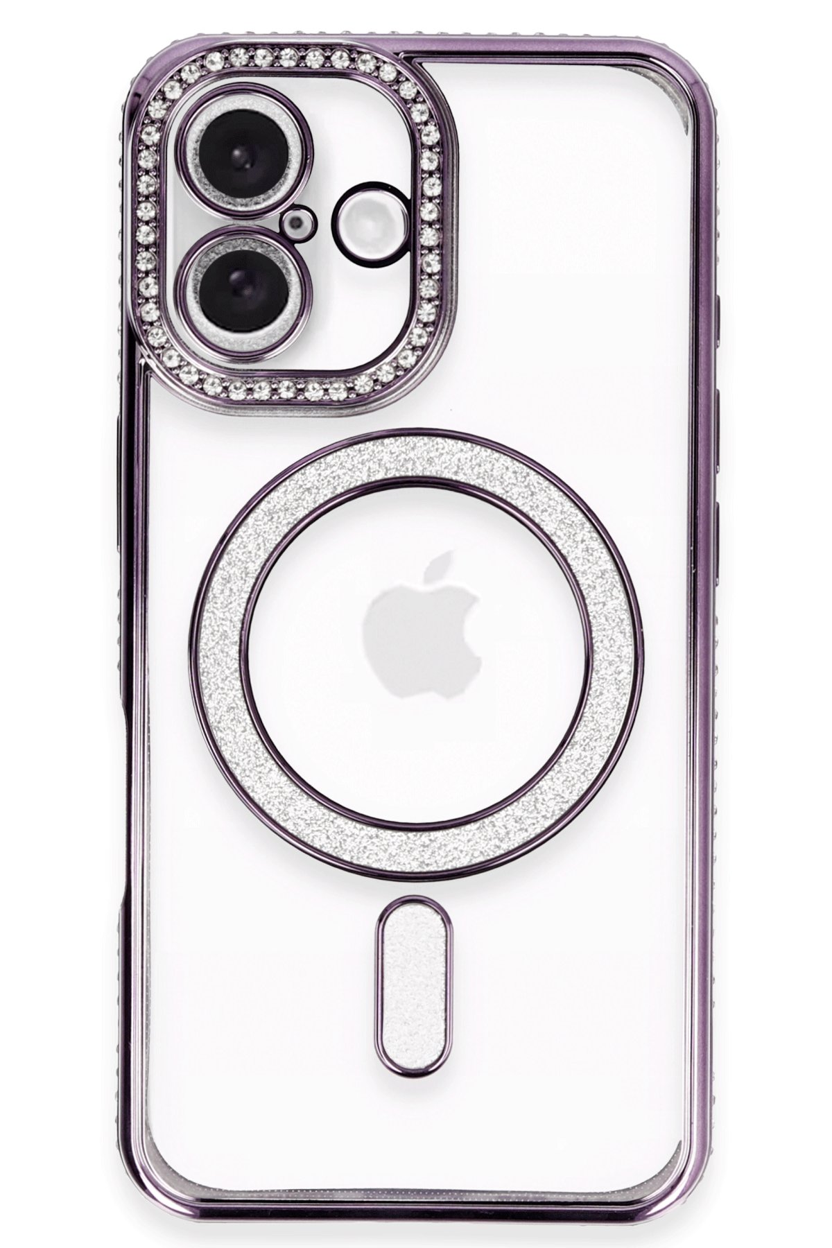  iPhone 16 Plus Kılıf Joke Simli Magneticsafe Kılıf - Derin Mor