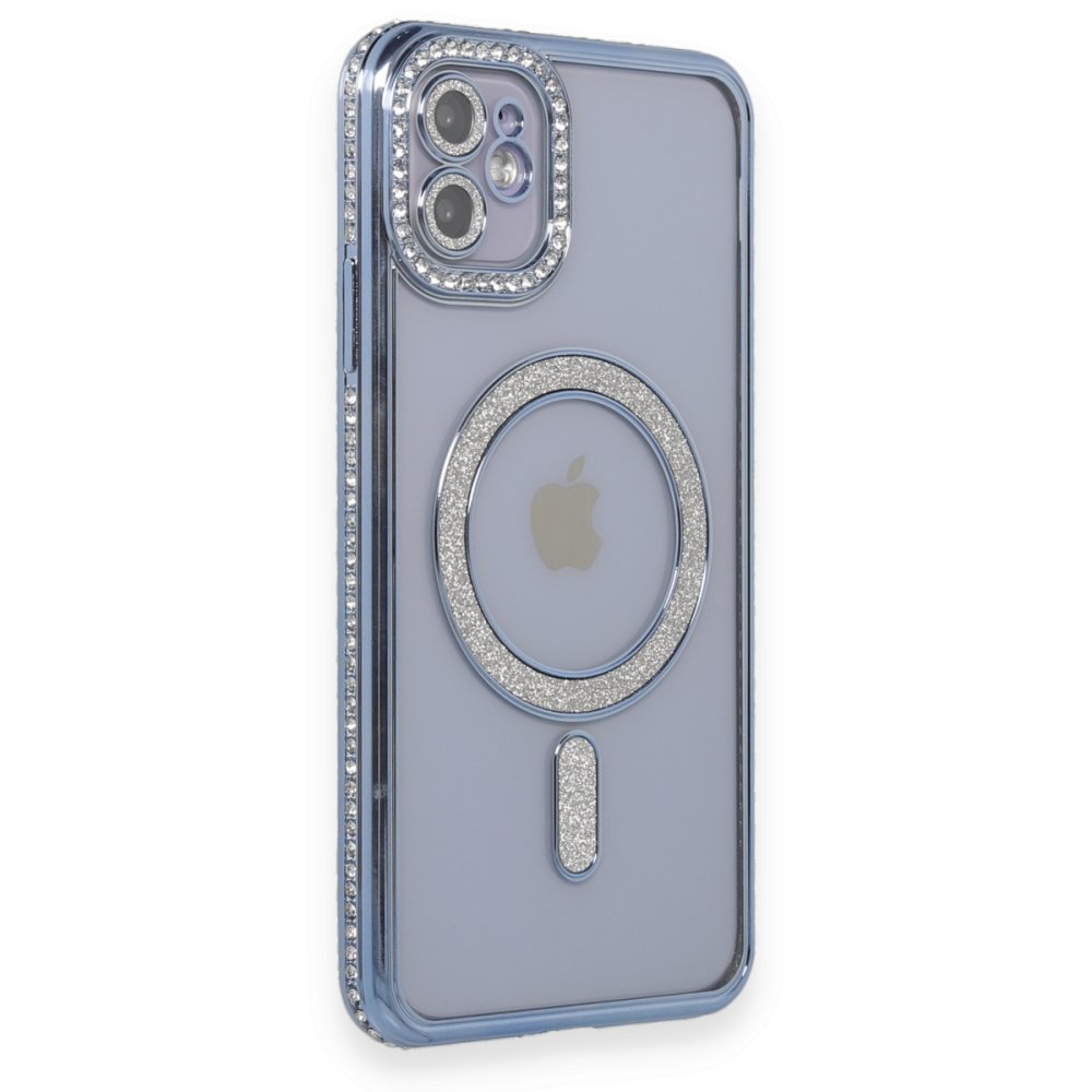  iPhone 11 Kılıf Joke Simli Magneticsafe Kılıf - Mavi