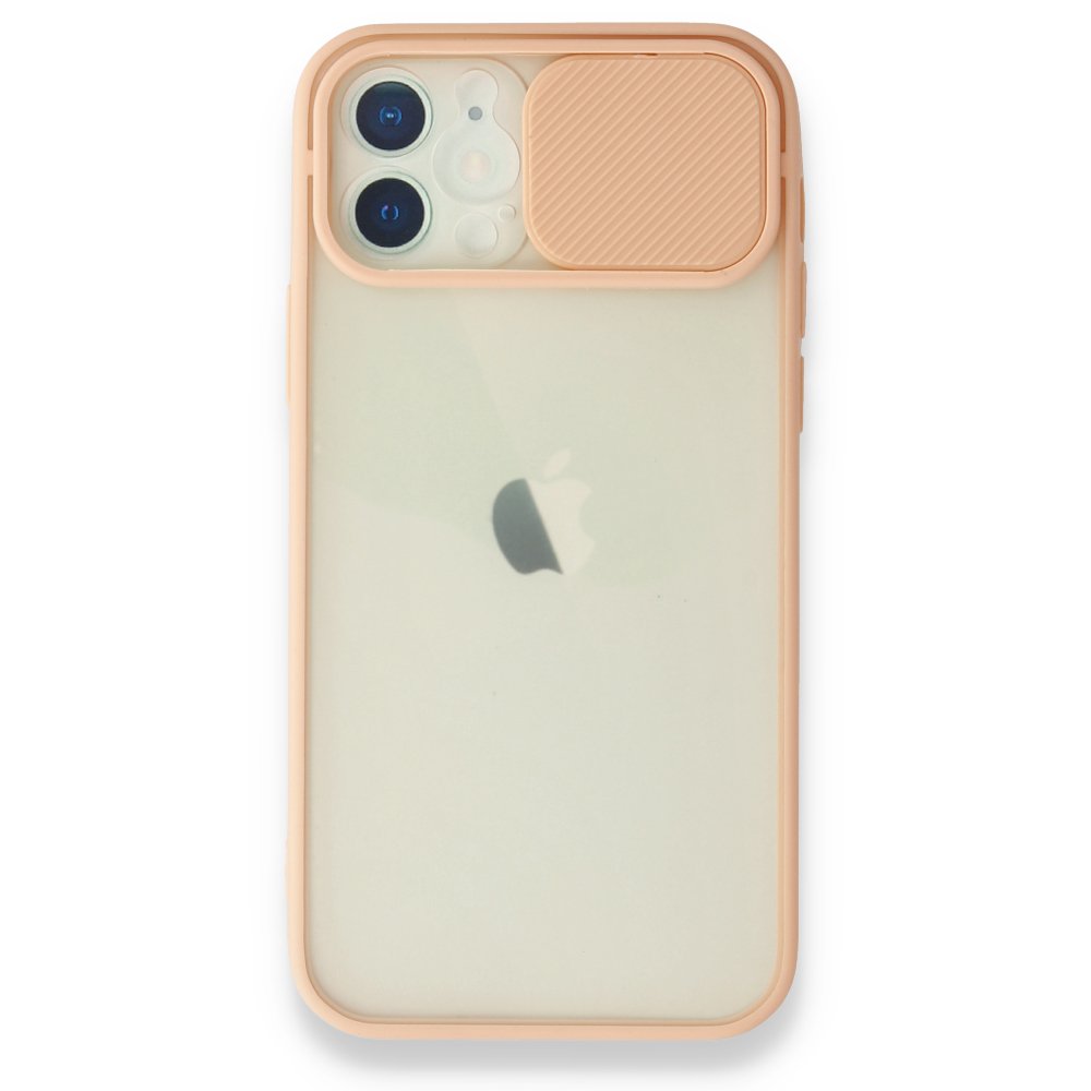  iPhone 12 Kılıf Palm Buzlu Kamera Sürgülü Silikon - Pembe