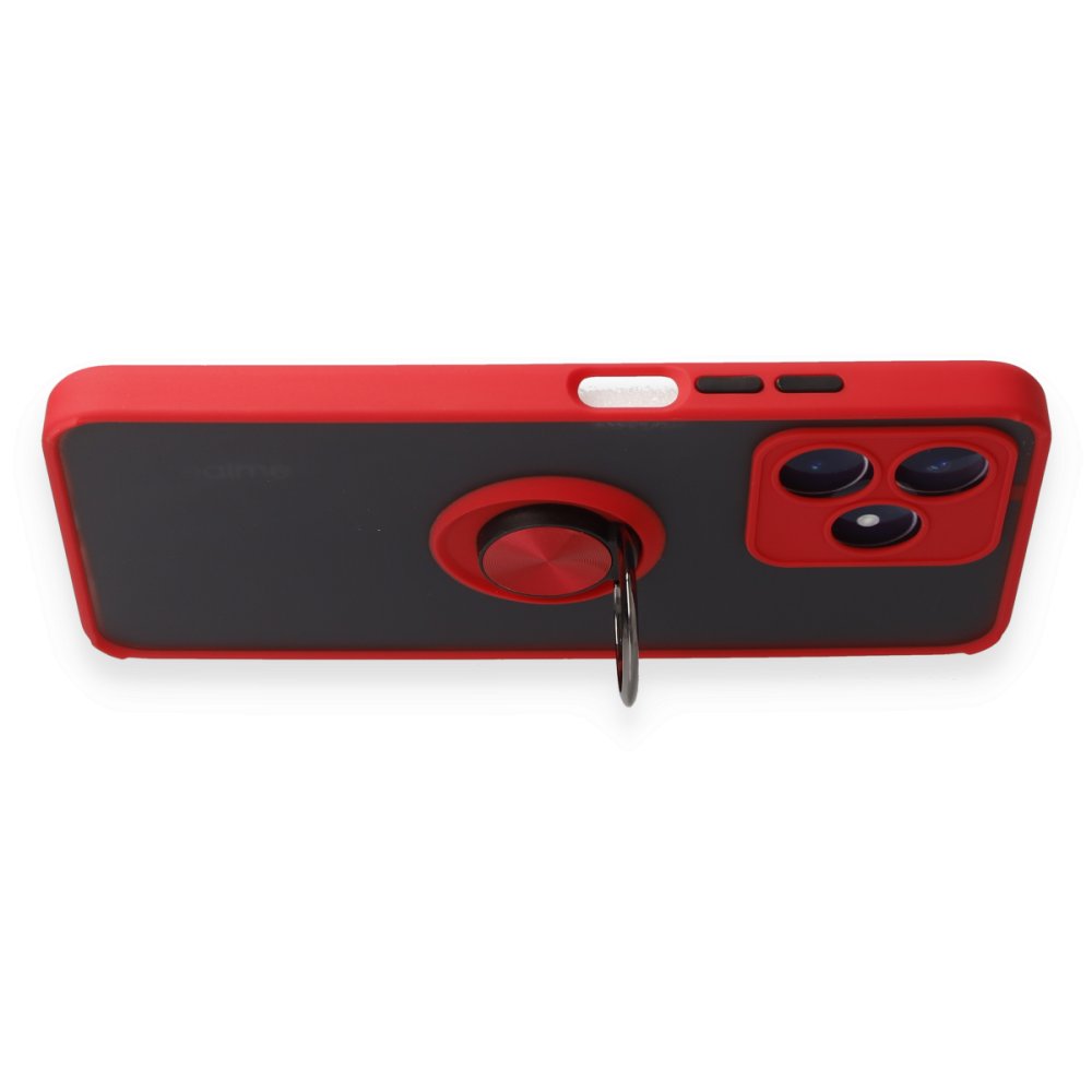  Realme C53 Kılıf Montreal Yüzüklü Silikon Kapak - Kırmızı