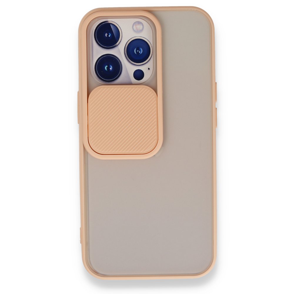  iPhone 13 Pro Kılıf Palm Buzlu Kamera Sürgülü Silikon - Pembe