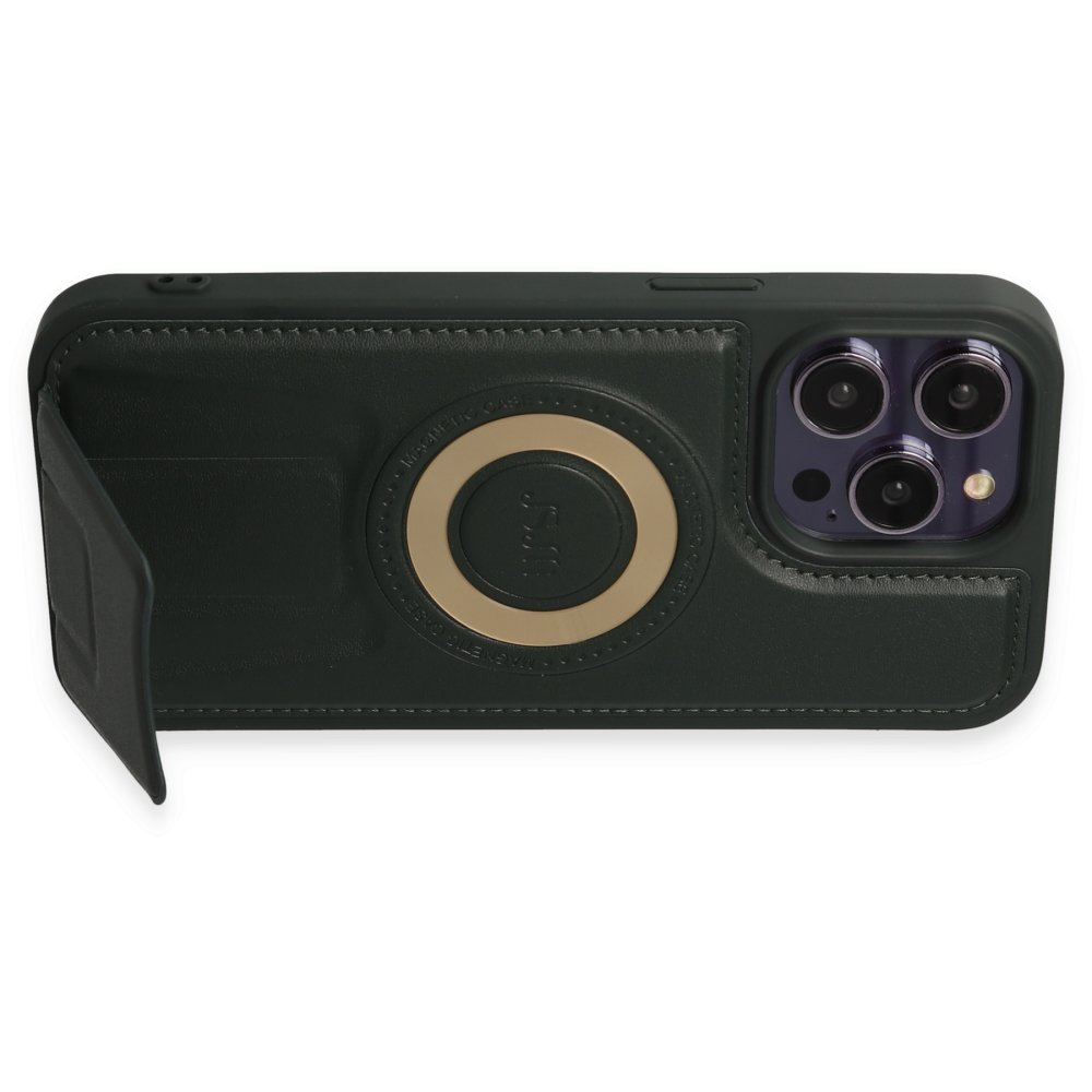iPhone 13 Pro Max Kılıf Merkür Magneticsafe Standlı Kapak - Koyu Yeşil iPhone 13 Pro Max Kılıf Merkür Magneticsafe Standlı Kapak - Koyu Yeşil