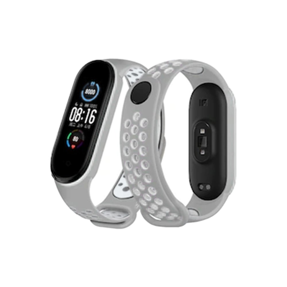  Xiaomi Mi Band 7 Spor Delikli Kordon - Gri-Beyaz