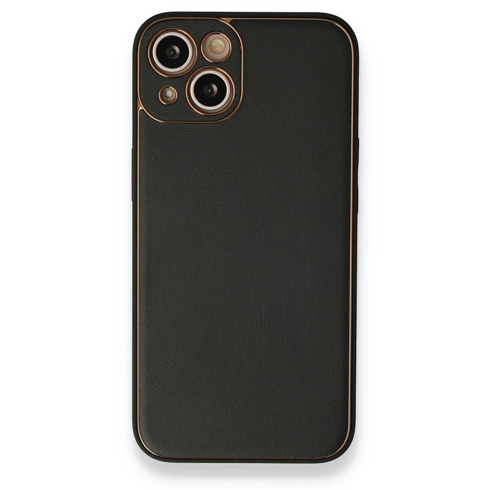 iPhone 13 Kılıf Coco Deri Silikon Kapak - Siyah iPhone 13 Kılıf Coco Deri Silikon Kapak - Siyah