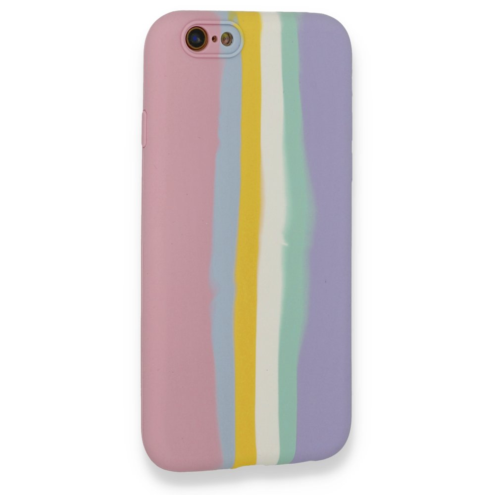  iPhone 6 Kılıf Ebruli Lansman Silikon - Pembe-Lila