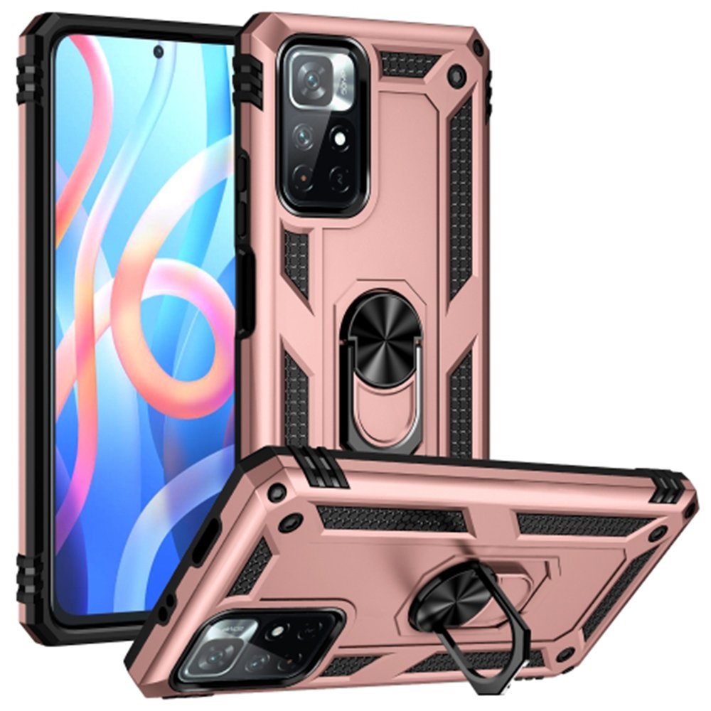 Xiaomi Poco M4 Pro 5G Kılıf Sofya Yüzüklü Silikon Kapak - Rose