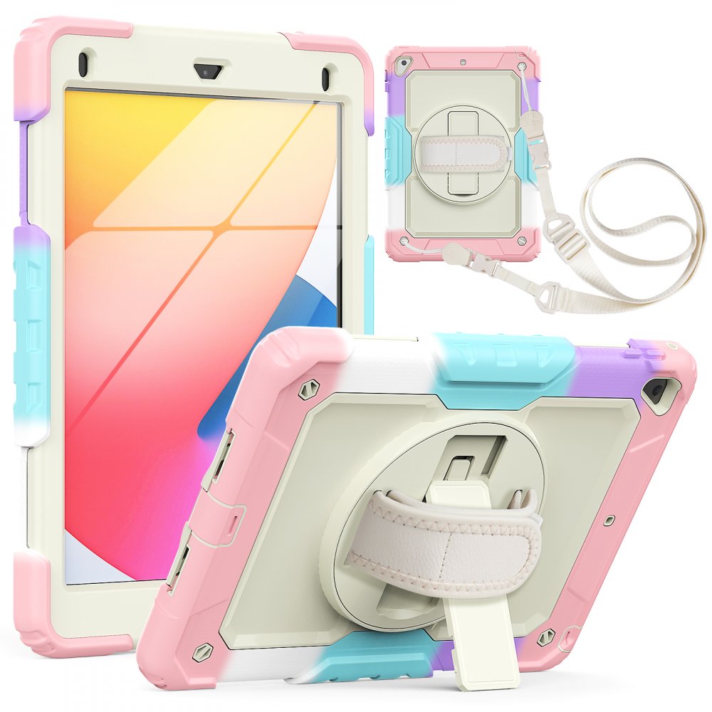  iPad 9.7 (2017) Kılıf Tablet Rainbow Kapak - Pembe