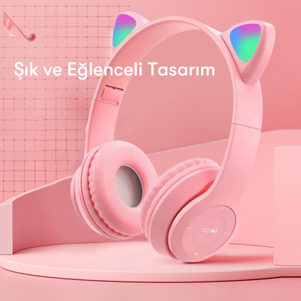  P47M Kablosuz Kedi Kulaklık - Mavi