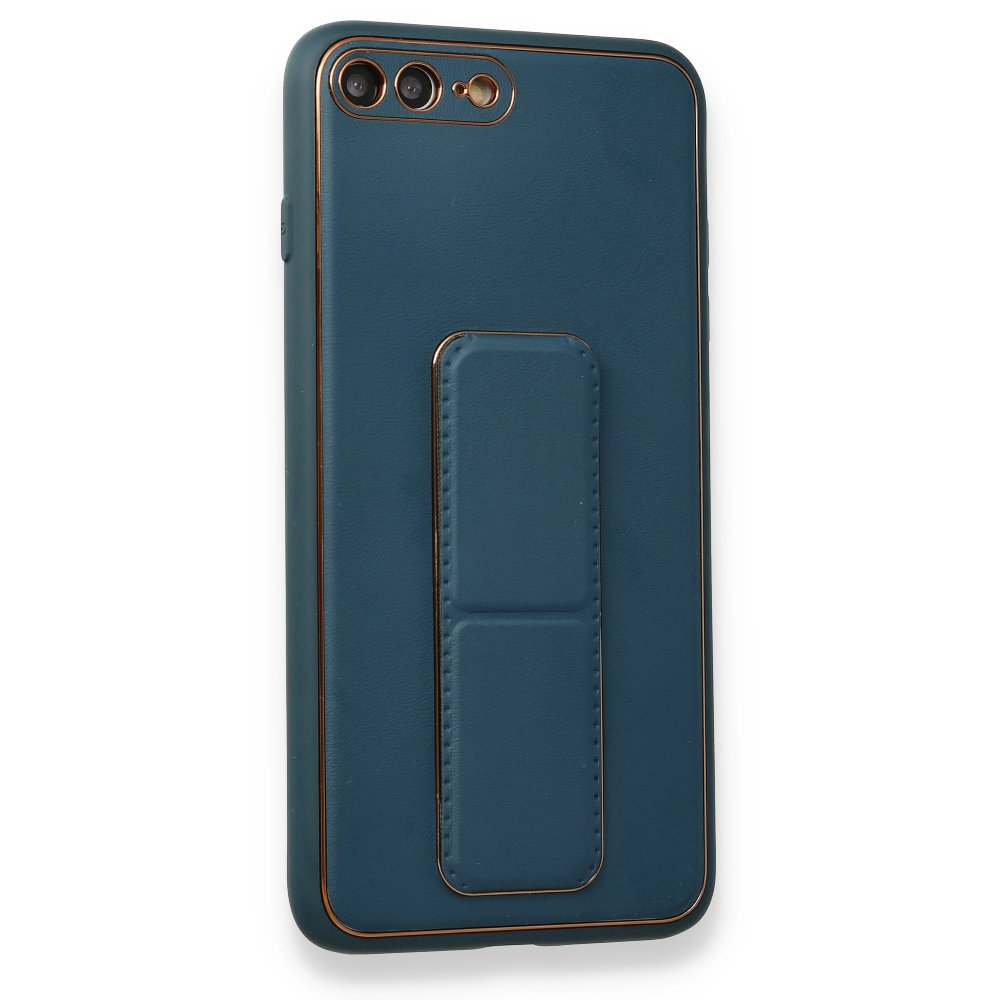 iPhone 8 Plus Kılıf Coco Deri Standlı Kapak - Mavi iPhone 8 Plus Kılıf Coco Deri Standlı Kapak - Mavi