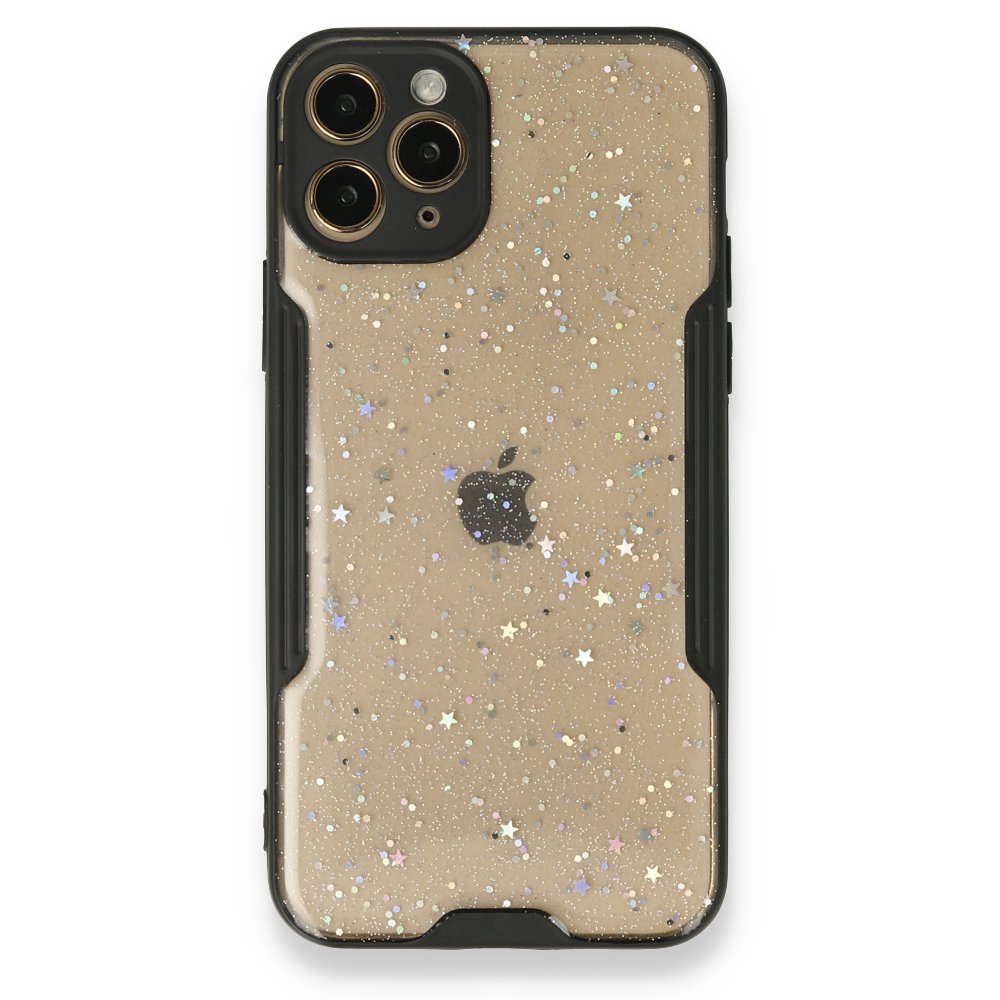  iPhone 12 Pro Kılıf Platin Simli Silikon - Siyah