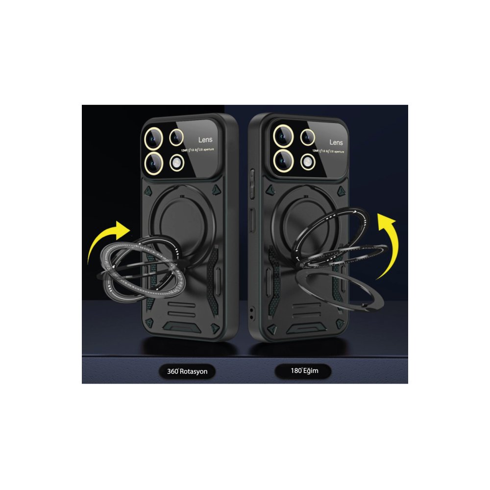 Redmi Note 13 4G Kılıf Joy Lens Standlı Kapak - Mor