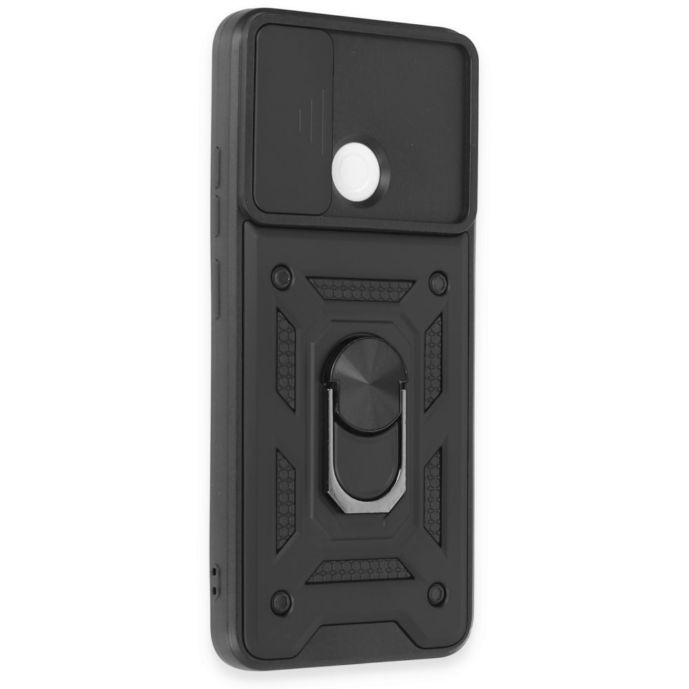 Redmi 12C Kılıf Pars Lens Yüzüklü Silikon - Siyah