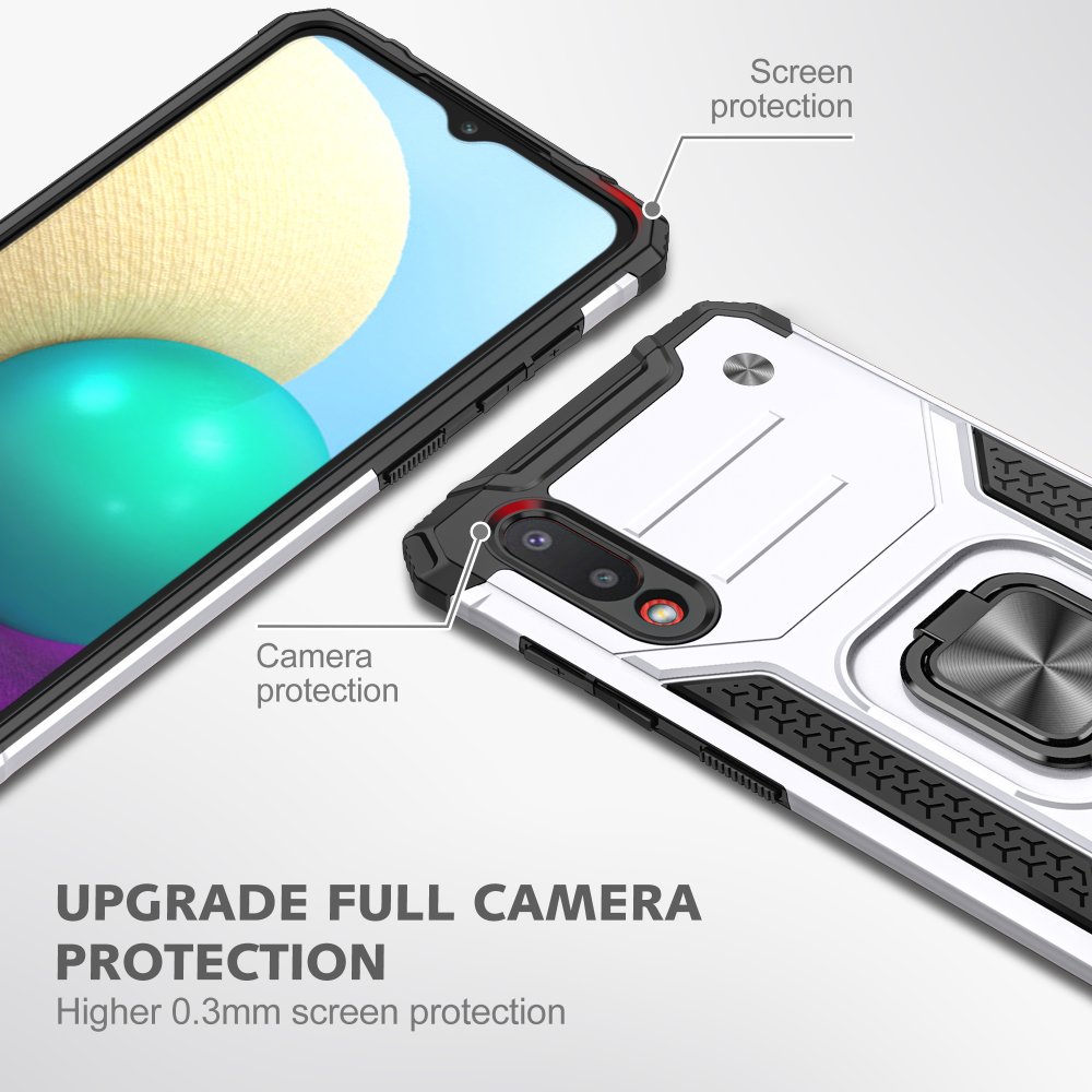 Samsung Galaxy A02 Kılıf Zegna Yüzüklü Silikon Kapak - Gümüş