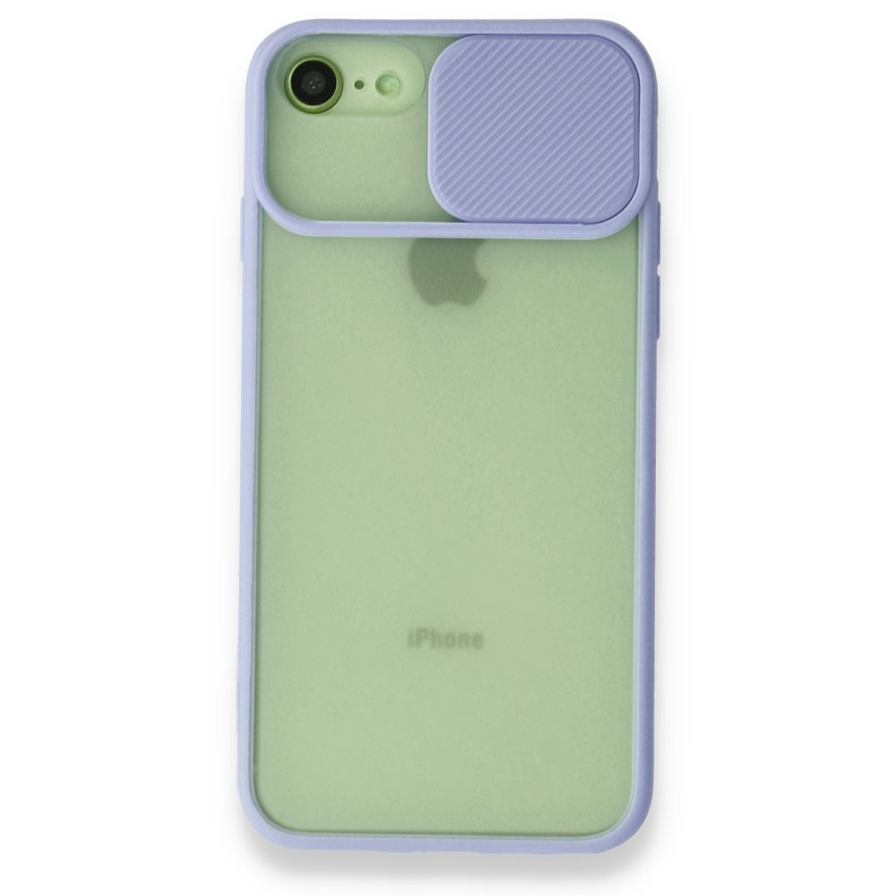  iPhone SE 2020 Kılıf Palm Buzlu Kamera Sürgülü Silikon - Lila